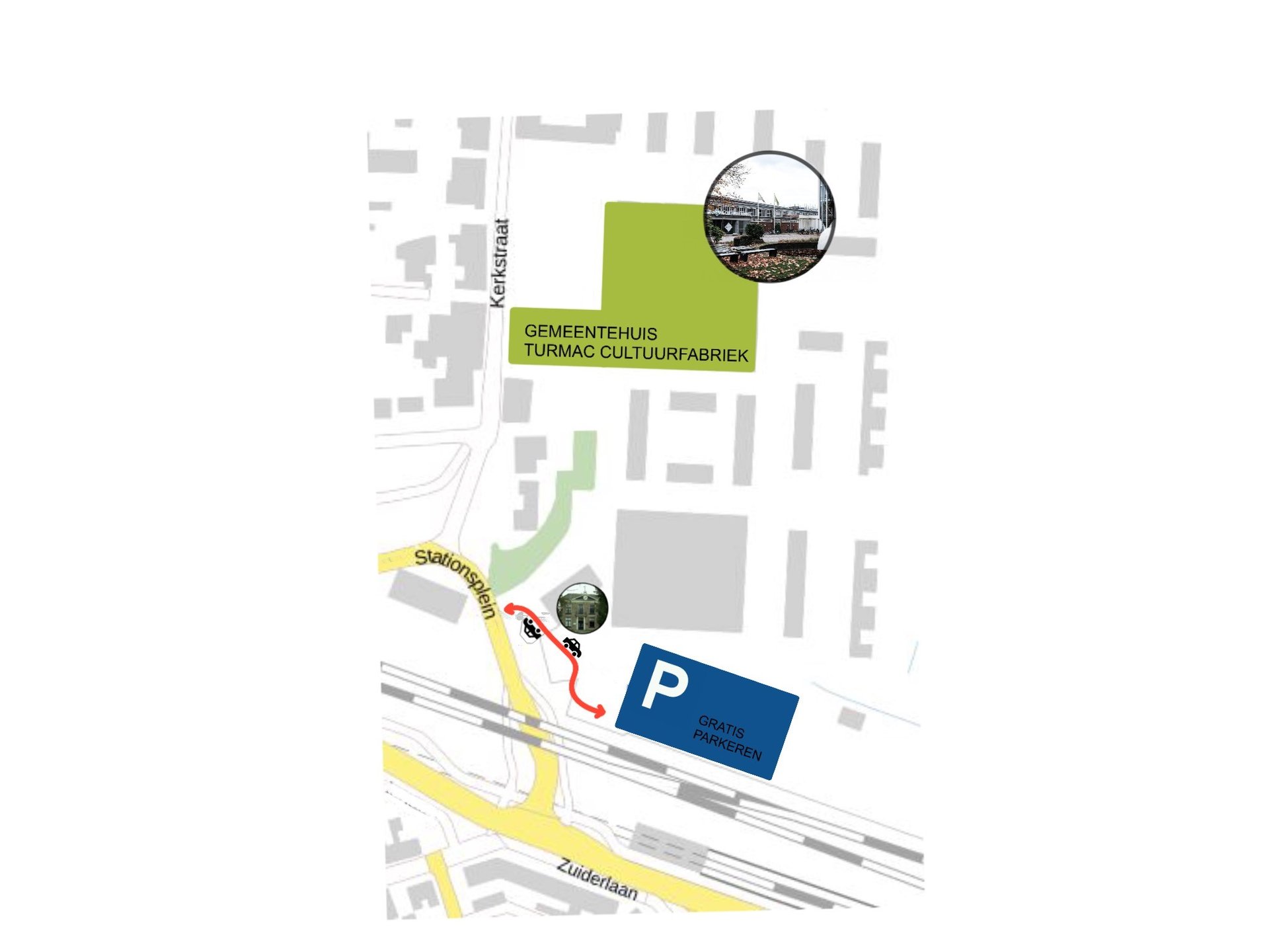 Kaart parkeren Turmac Cultuurfabriek